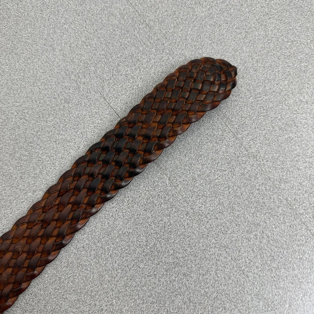 Vtg Coach Belt Women Medium British Tan Braided Woven Leather Boho Wide 3851